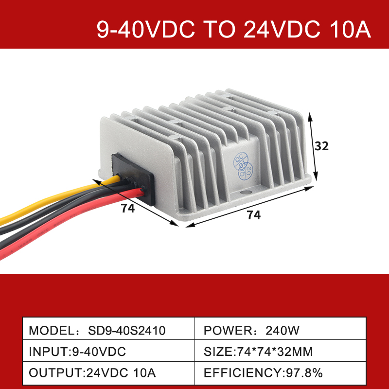 9~40V~24V 2~30A 단일 출력 비절연 DC-DC 부스트 벅 자동차 컨버터