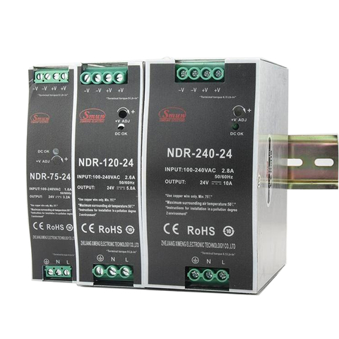 NDR 시리즈 75W~480W 단일 출력 Din 레일 장착 스위칭 전원 공급 장치