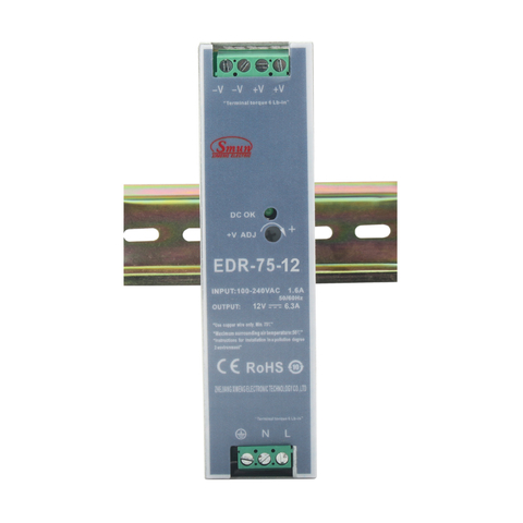 EDR 시리즈 75W 120W 150W 경제적인 슬림형 AC-DC Din 레일 스위칭 전원 공급 장치 SMPS