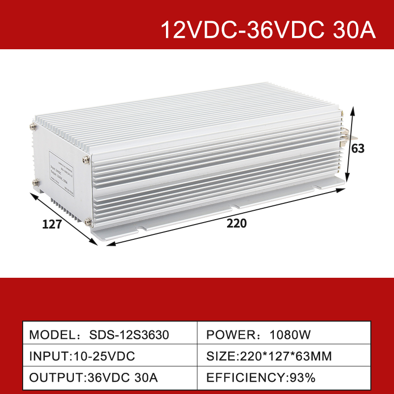 12V~36V 1A~30A IP68 비절연 DC-DC 자동차 전력 스텝업 컨버터