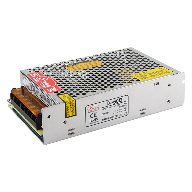 D-60B 5V6A 24V2A 60W 이중 출력 스위칭 전원 공급 장치 