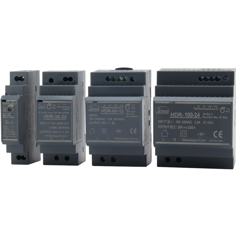 HDR 시리즈 15W~150W 5V/12V/15V/24V/48VDC 출력 울트라 슬림 Din 레일 스위칭 전원 공급 장치 SMPS