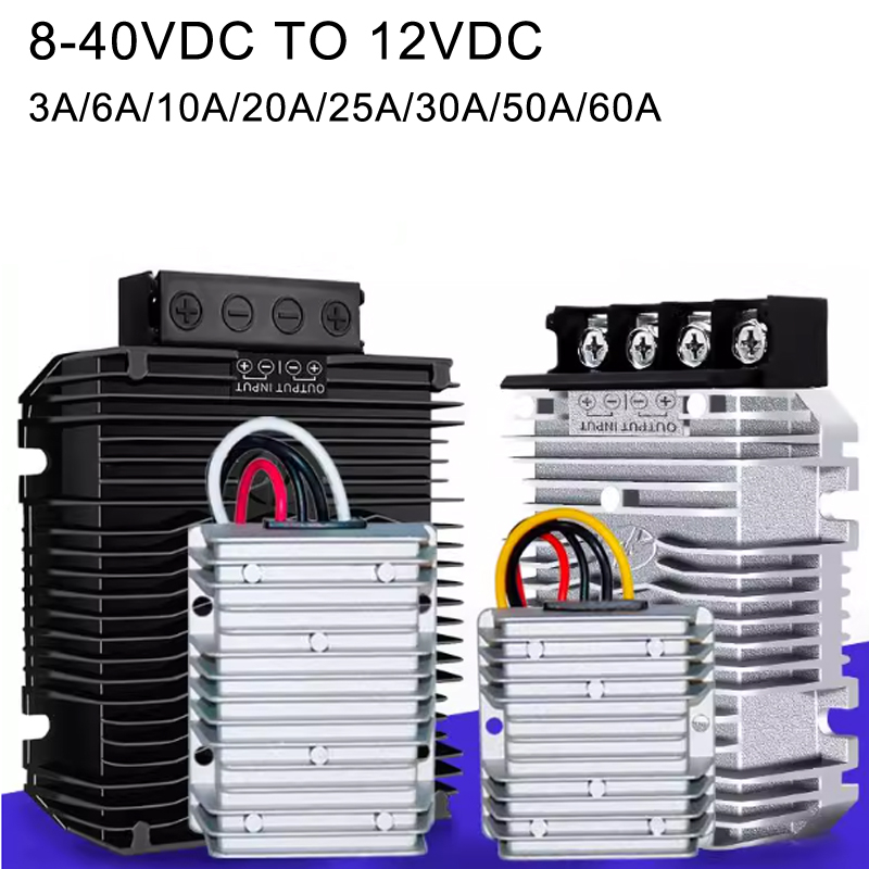 8~40V~12V 3A~60A 단일 출력 비절연 DC-DC 부스트 벅 자동차 컨버터