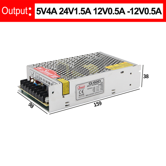 Q-60D 5V4A 12V1A 24V1A -12V1A 쿼드 출력 스위칭 전원 공급 장치