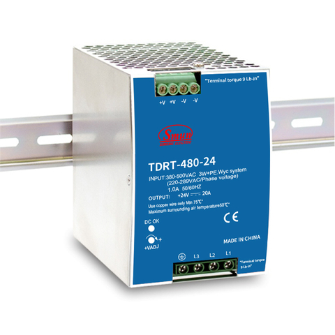 TDRT 시리즈 480W 960W 24V/48V 삼상 SMPS 산업용 PSU Din 레일 전원 공급 장치(PFC 기능 포함)